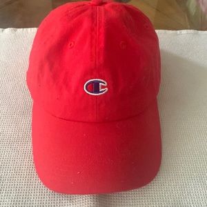Champion red adjustable cotton baseball cap